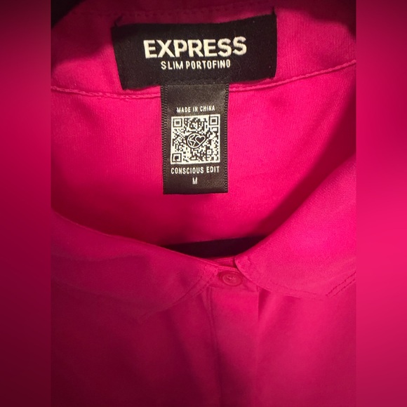 Exprés Slim Portofino Fuchsia Classic Button-Front Blouse in size medium - Picture 8 of 10
